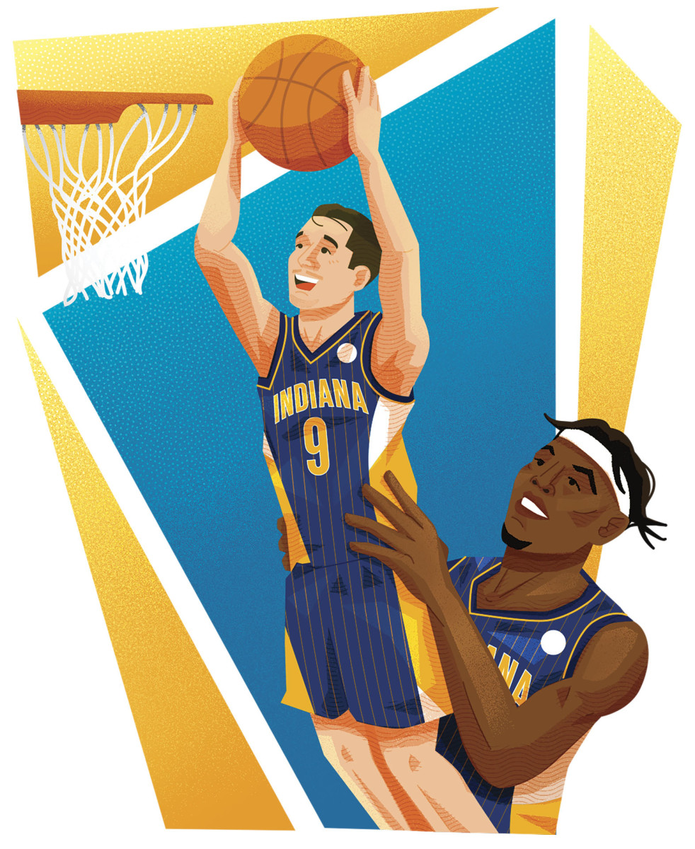 BOOSTER SHOT
McConnell (left) hopes that one day teammate Turner will help him dunk.
